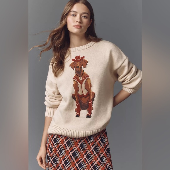 Anthropologie Sweaters - Porridge Anthropologie Jolene Pullover Sweater Western Dog Cream Size Small